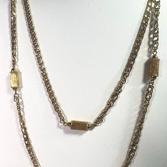 MCM Gold-Tone Monet 54' Necklace & Clip-On Earrings Combines Texture and Smooth - Picture 6 of 12